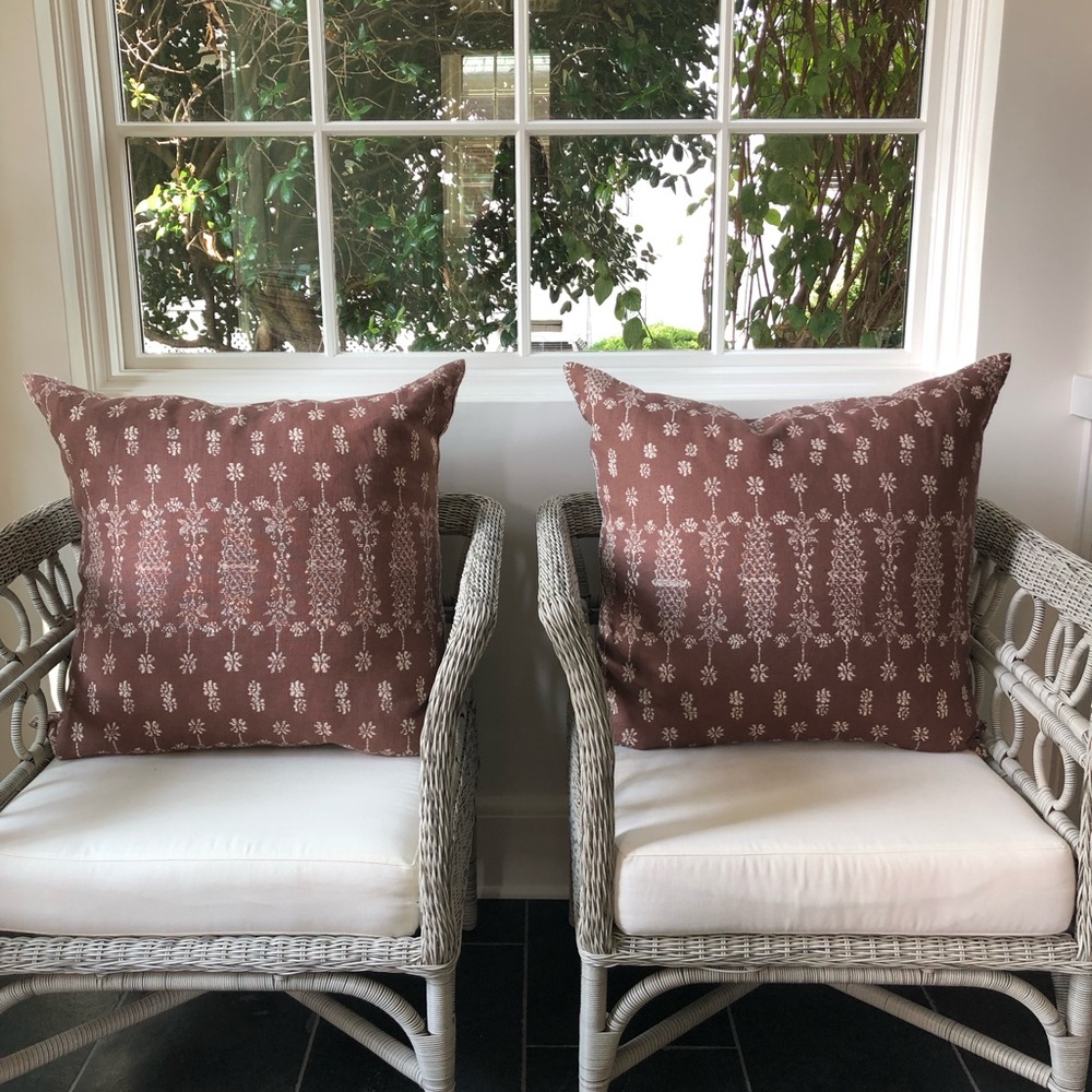 John Robshaw brown and white decorative pillows